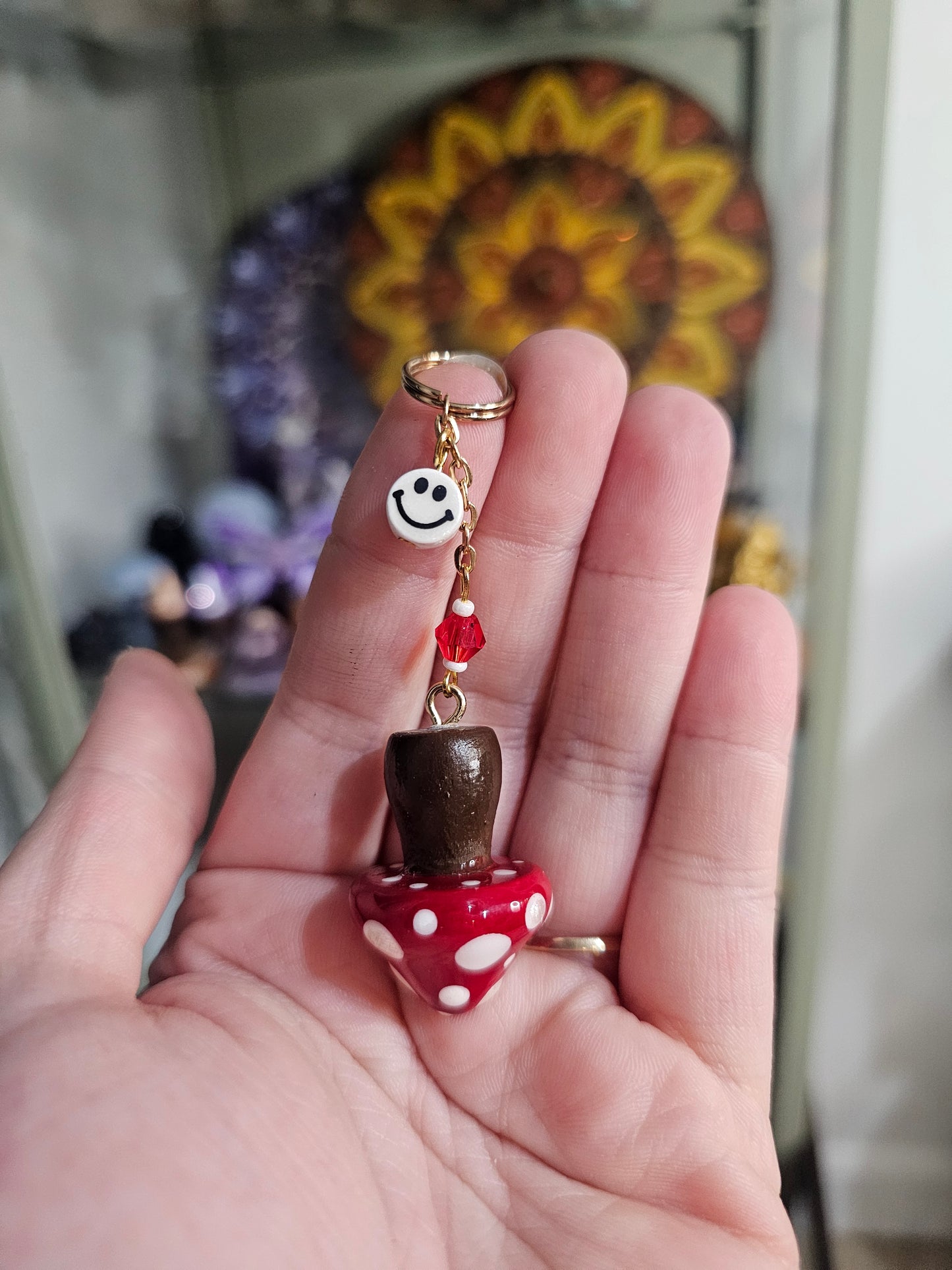 Porte-clé champignon sourire