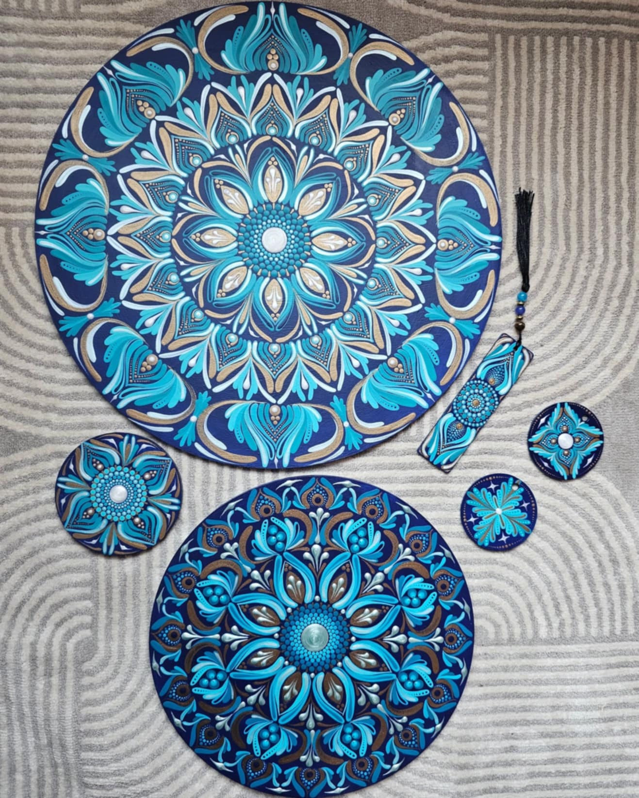 Mandala bleu 14 pouces