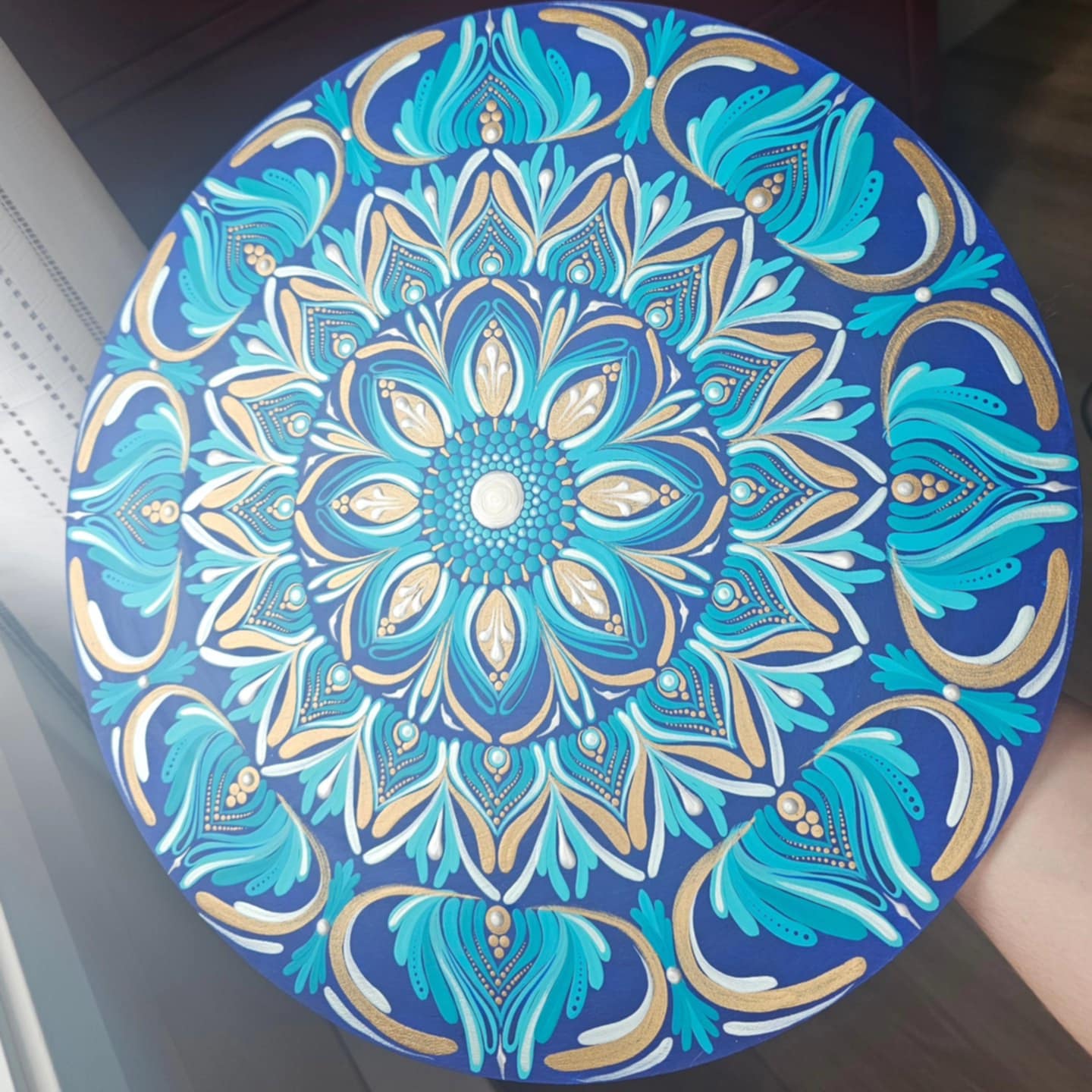 Mandala bleu 14 pouces