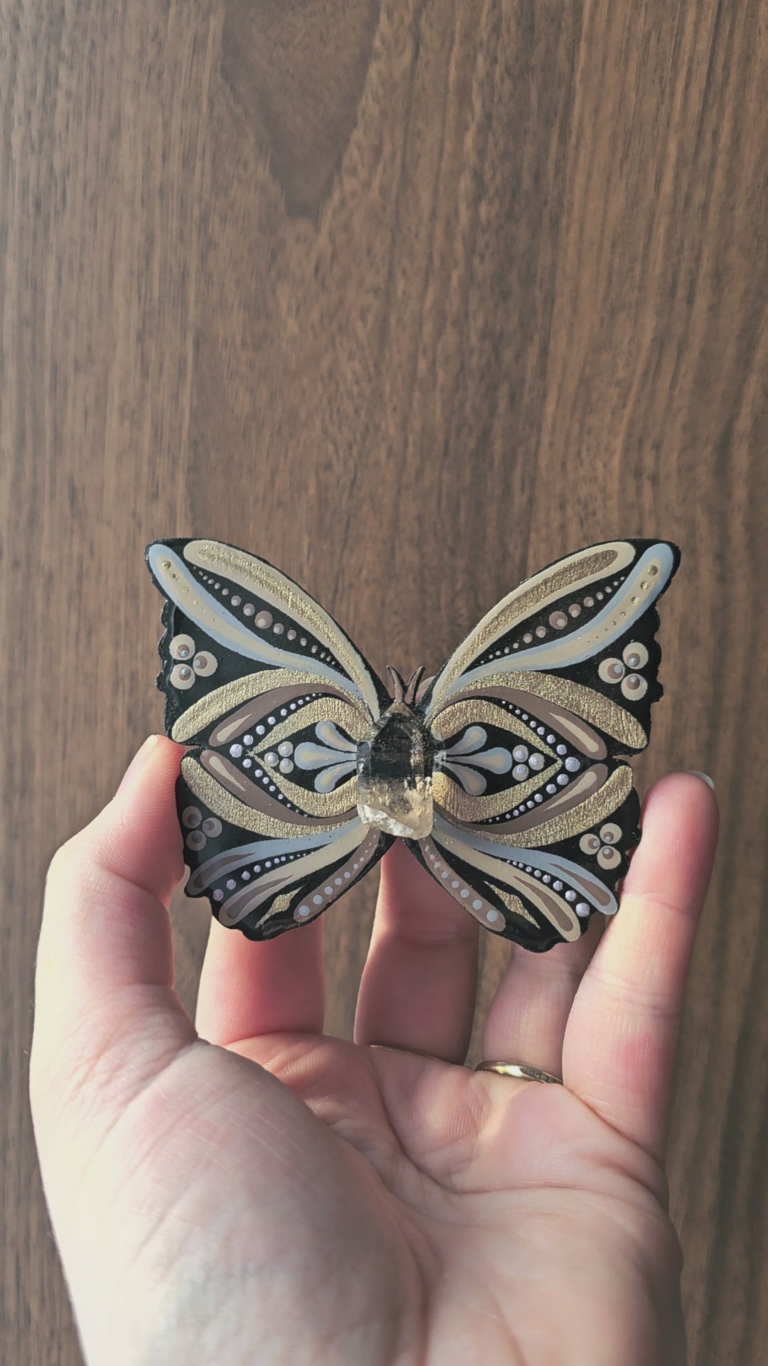 Aimant papillon quartz fumée