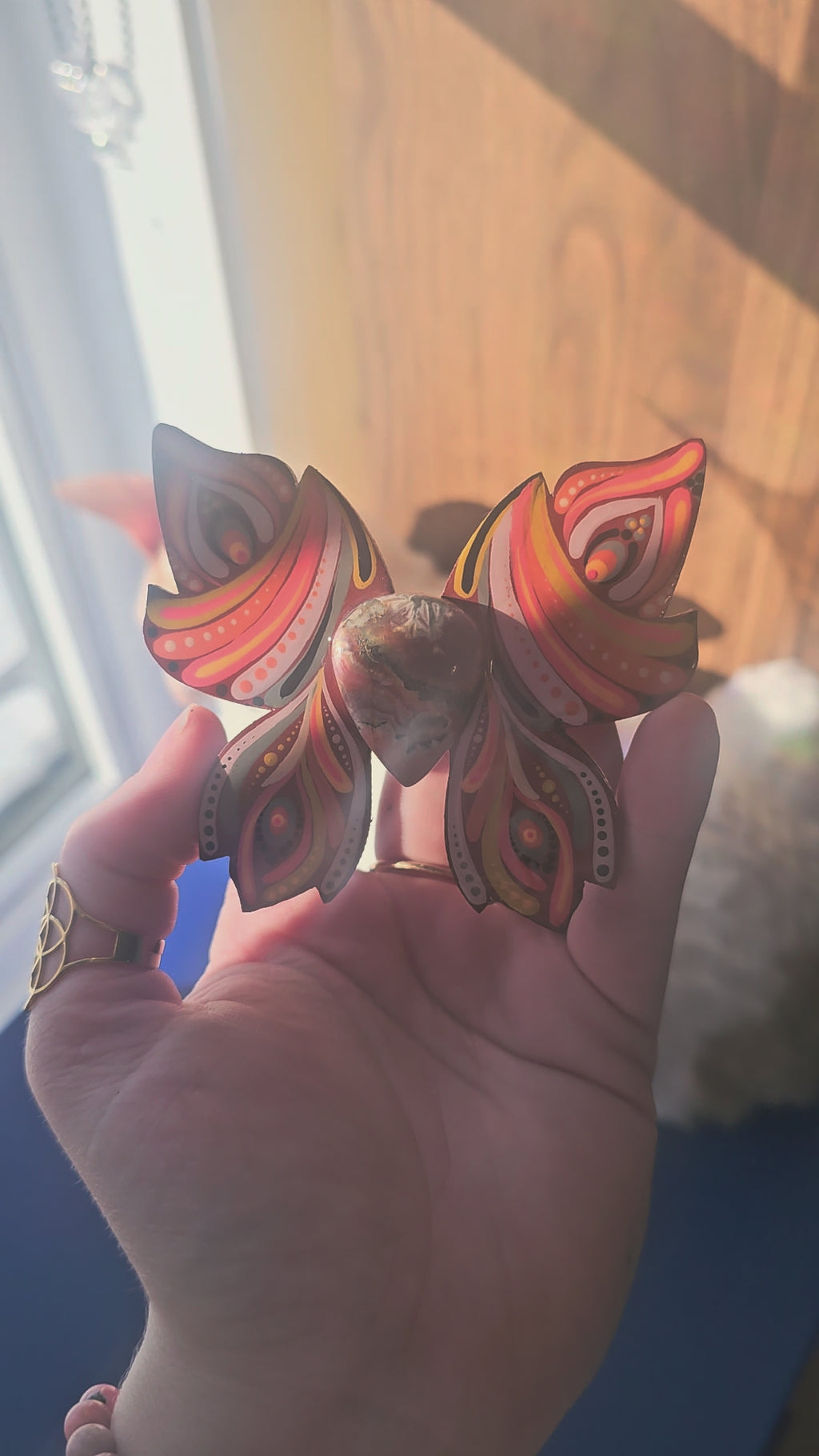 Aimant papillon avec rhodocrosite 🧡🩷