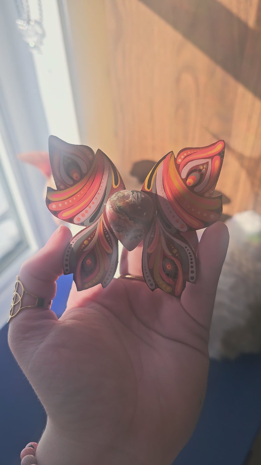 Aimant papillon avec rhodocrosite 🧡🩷