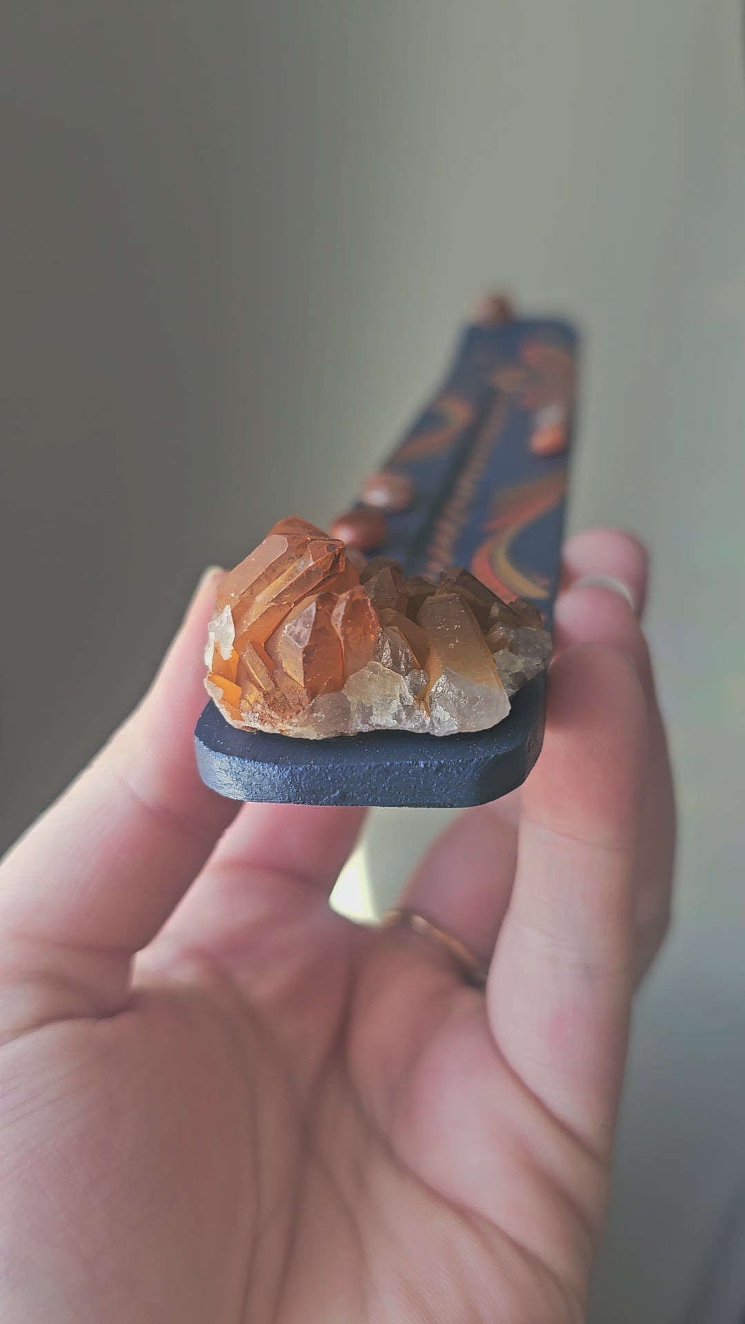 Incense burner with tangerine quartz 🍊