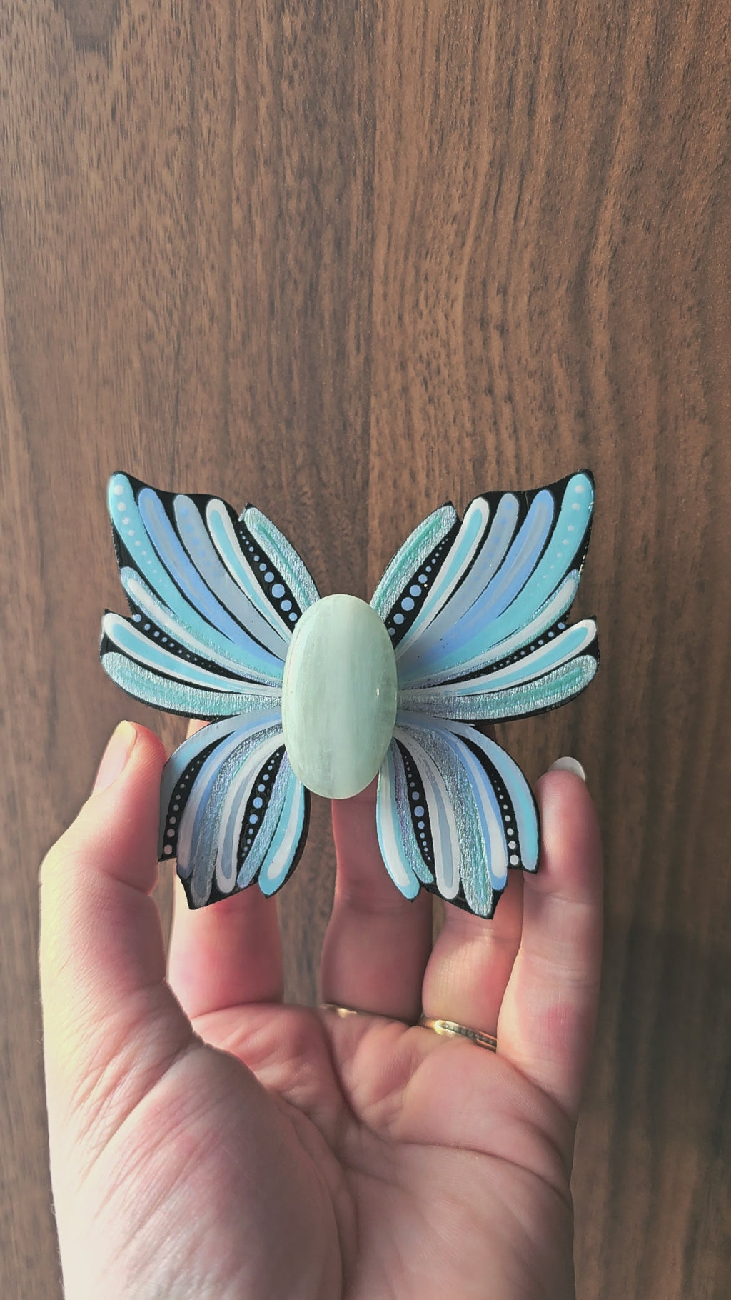 Aimant papillon avec aquamarine