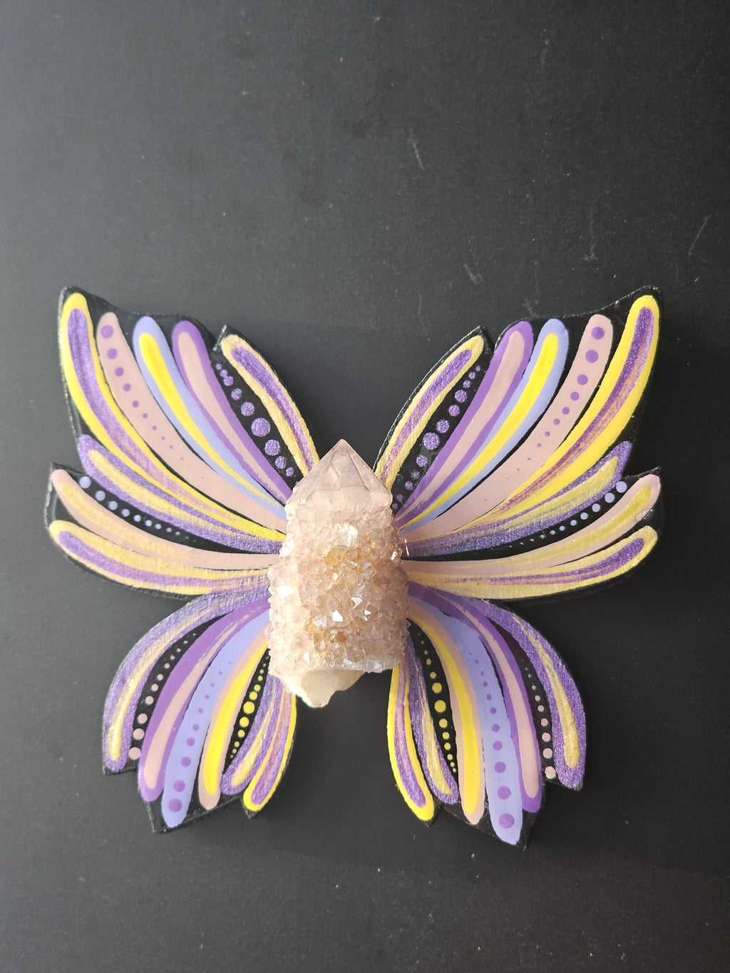 Aimant papillon avec quartz esprit