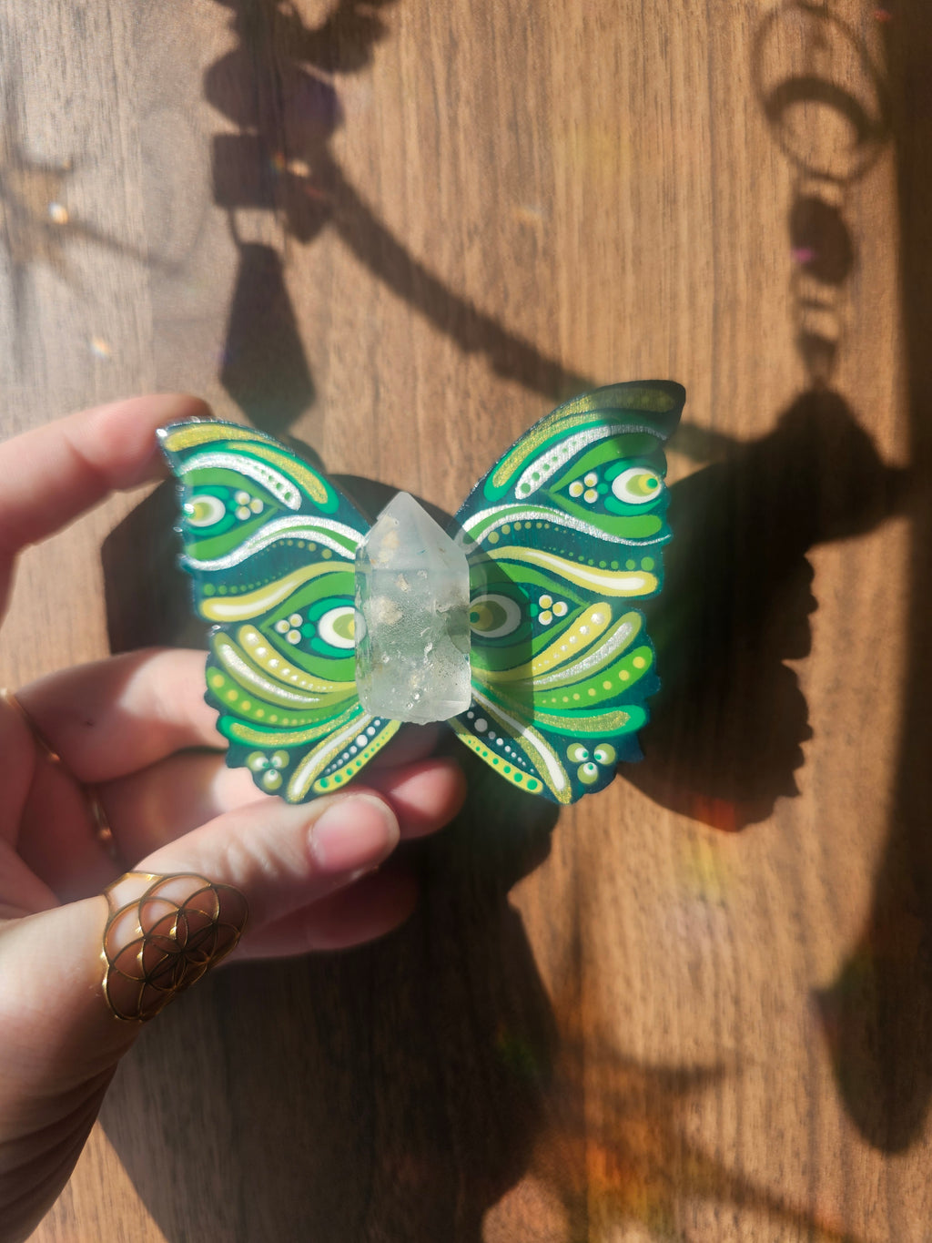 Aimant papillon avec quartz chlorite 💚✨