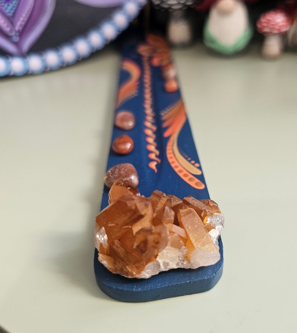 Incense burner with tangerine quartz 🍊