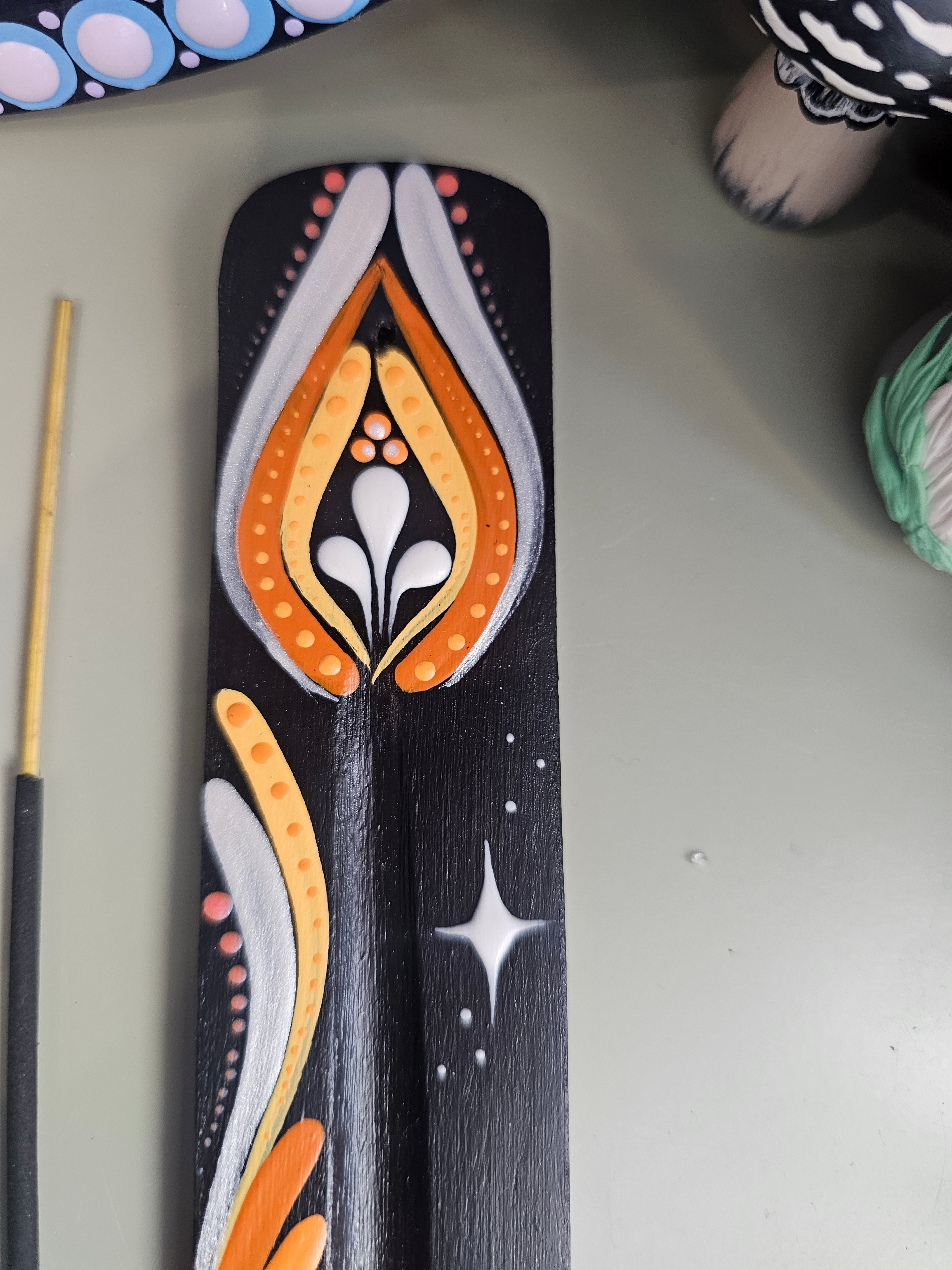 Incense burner with orange calcite pumpkin 🎃✨