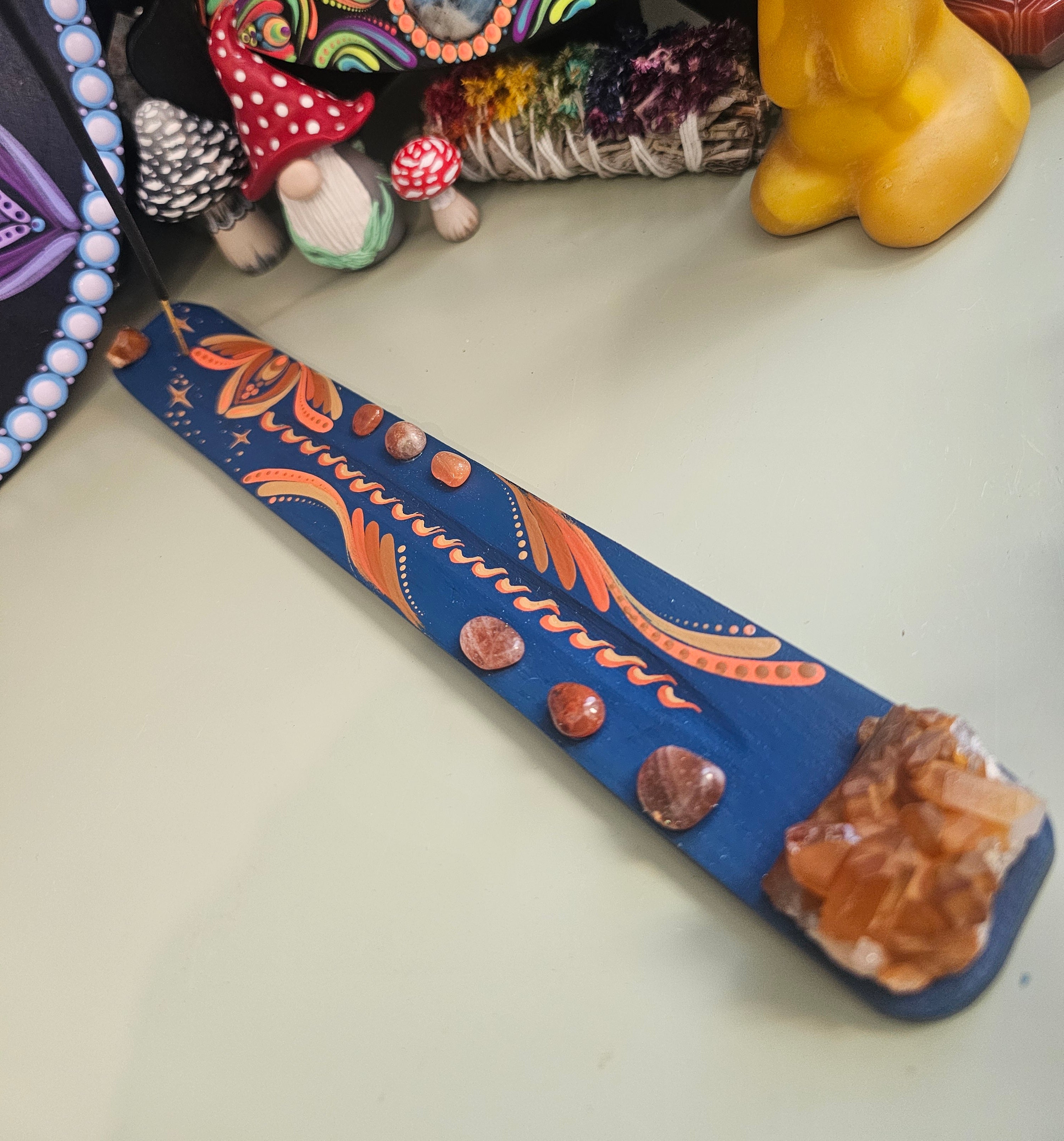 Incense burner with tangerine quartz 🍊