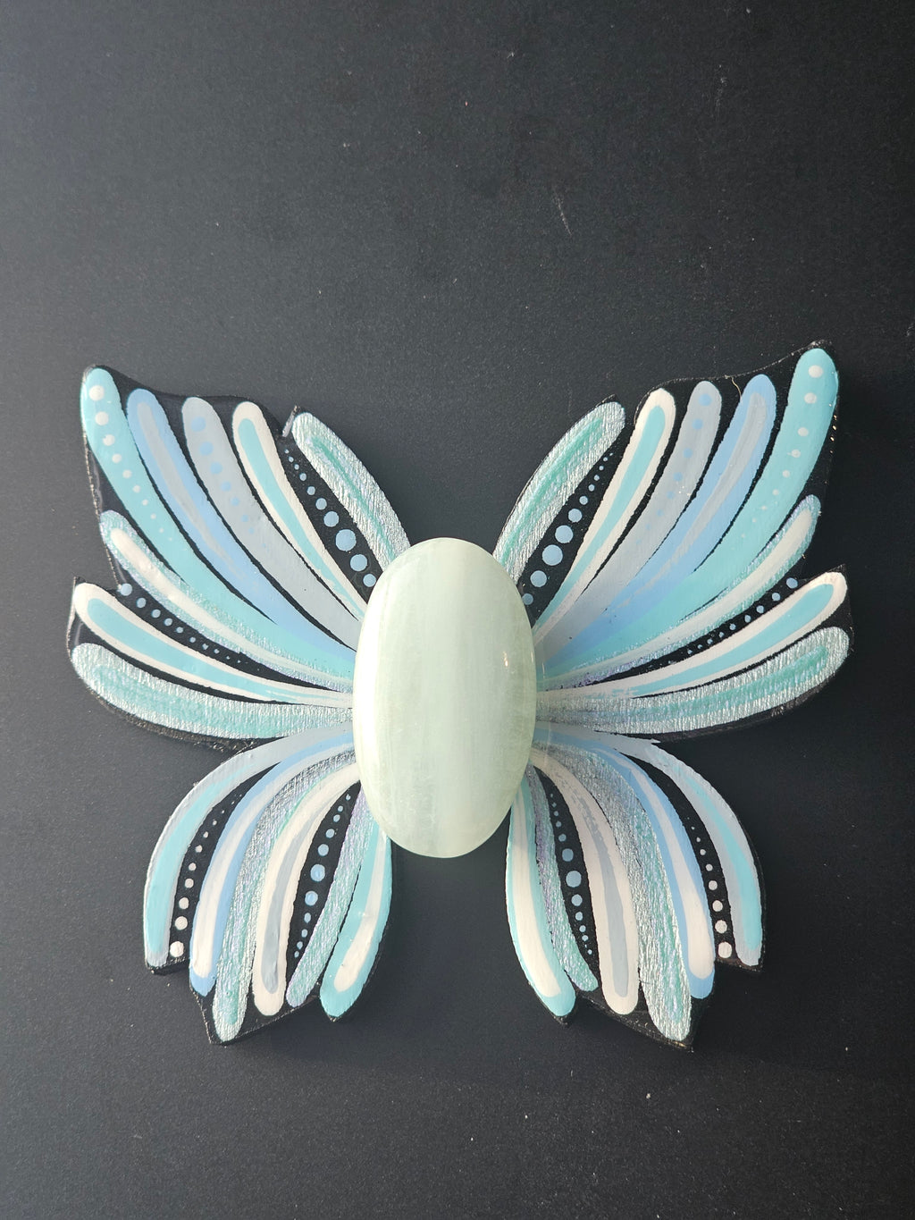 Aimant papillon avec aquamarine