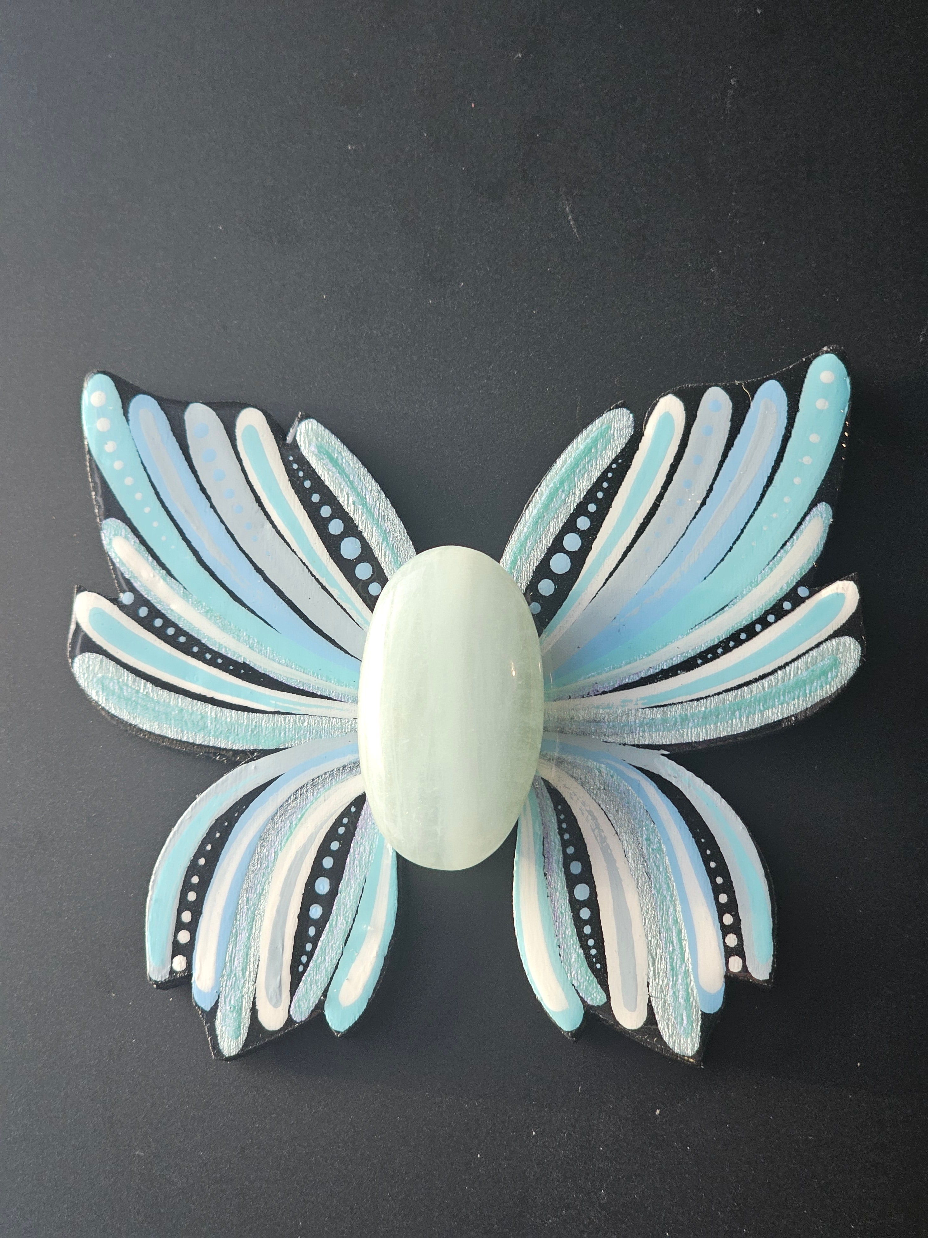 Aimant papillon avec aquamarine