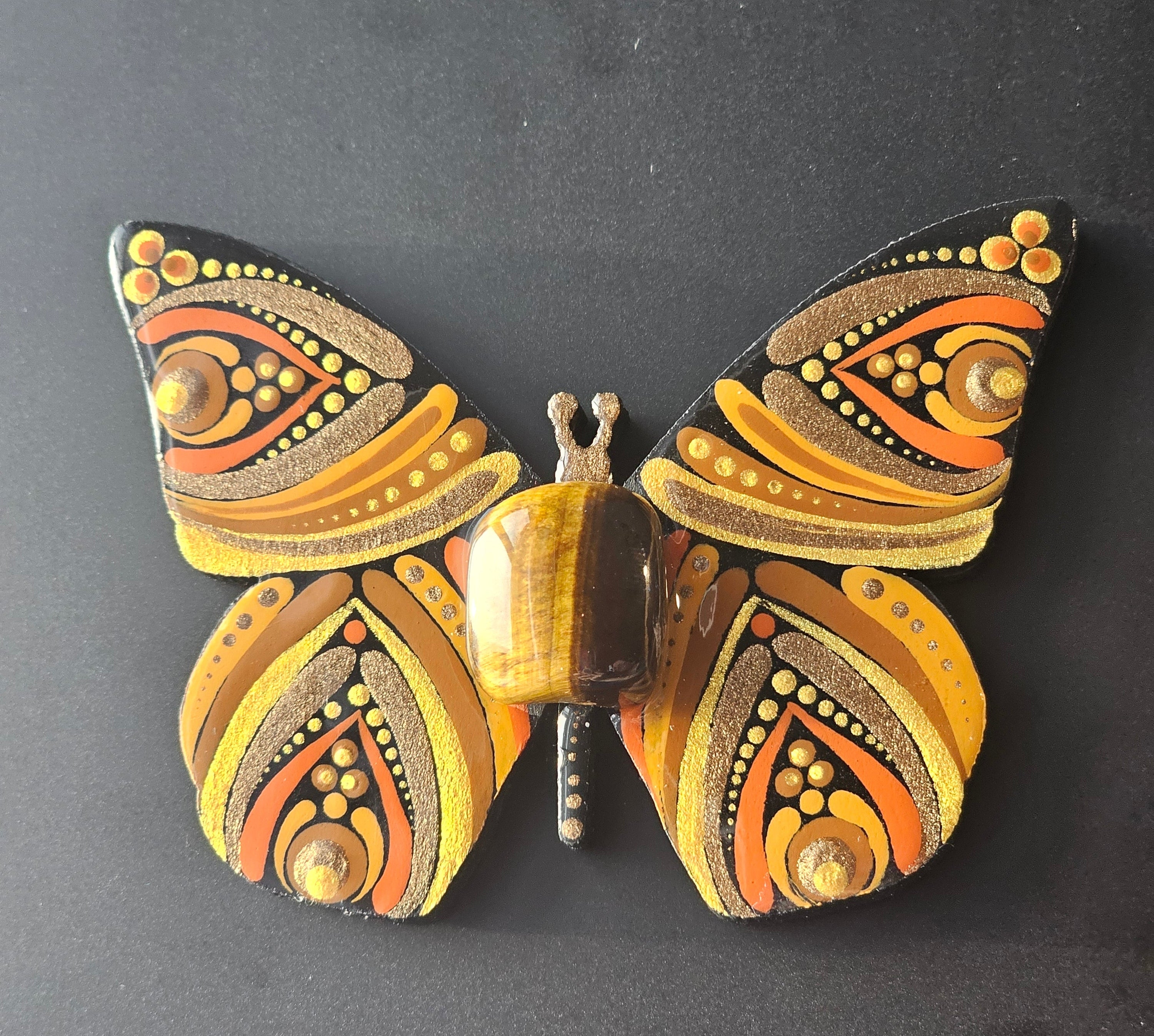 Aimant papillon avec oeil de tigre