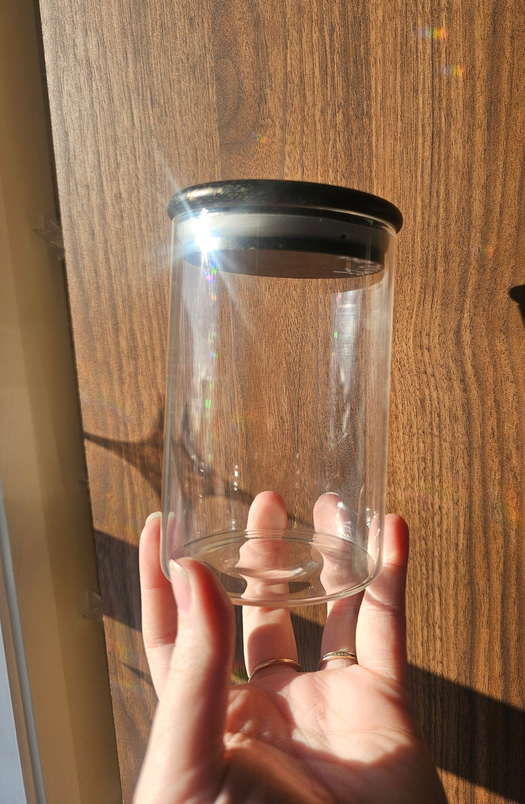 Bol en vitre avec couvercle en bois