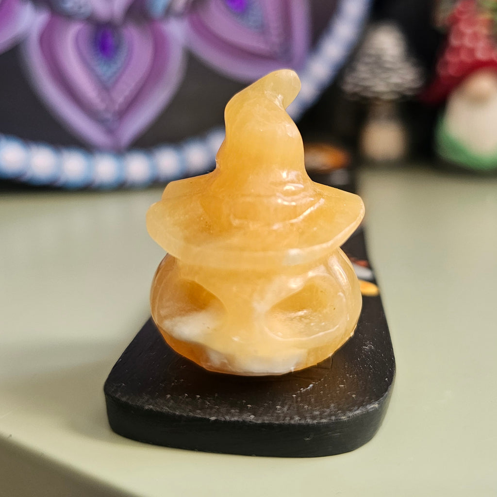 Incense burner with orange calcite pumpkin 🎃✨